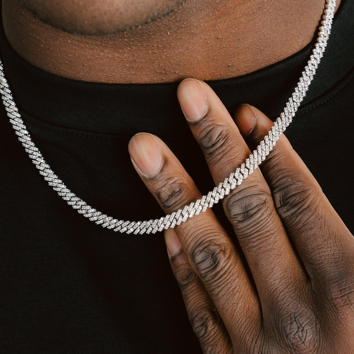 Diamond cuban link chain silver Clearance