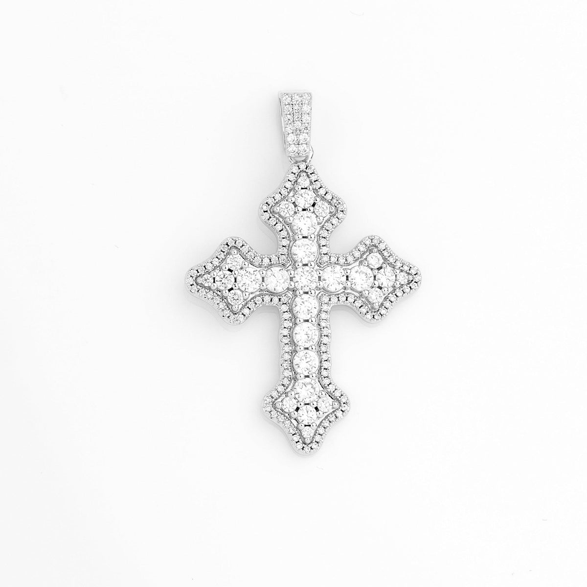 Moissanite / Clustered Cross Pendant White Gold 925 Silver