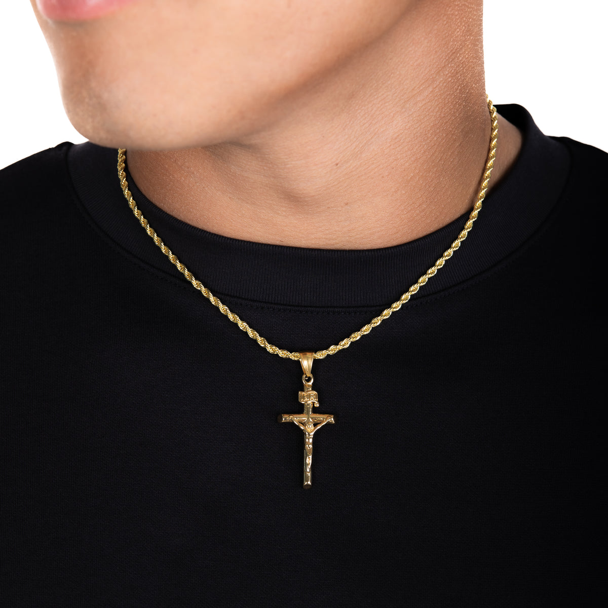 Symbols of Faith Pewter Large Mens Crucifix Pendant Necklace 22