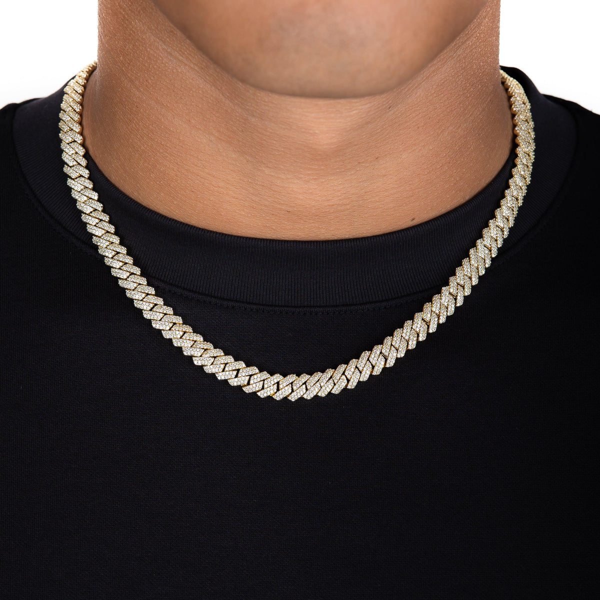 8mm Diamond Prong Cuban Chain 18k Gold S925 Moissanite