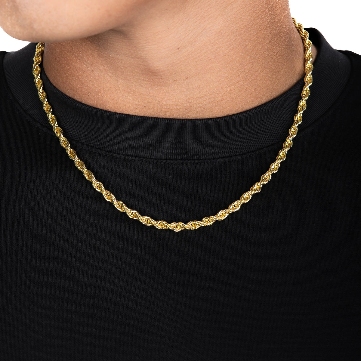 5mm Diamond Cut Franco Chain, 18K Gold Chain Men’s White Gold Necklace