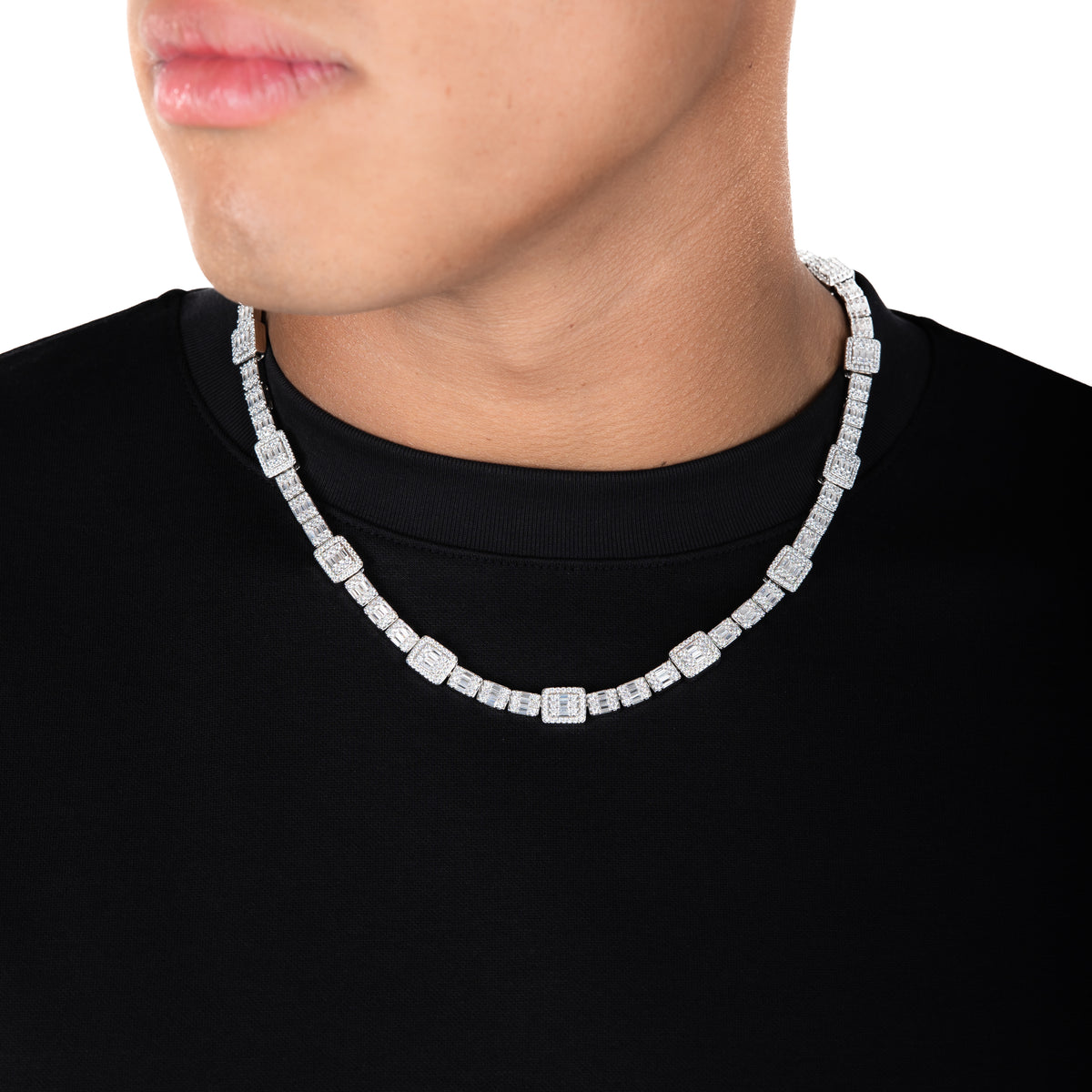 15 Ct Round and Baguette Diamond Tennis Necklace | la-rouche-diamonds