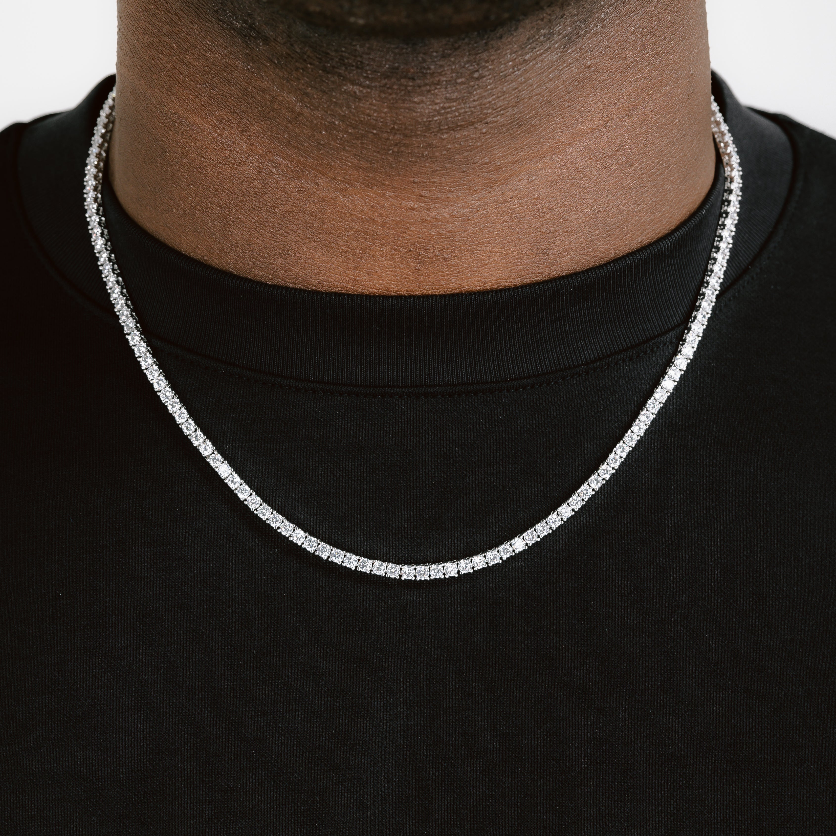 Diamond Tennis Necklace + Bracelet Bundle White Gold - 3mm
