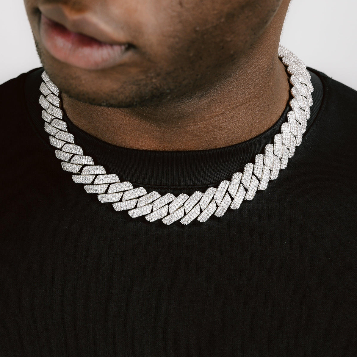 19mm Diamond Cuban Chain White Gold ICE, LLC