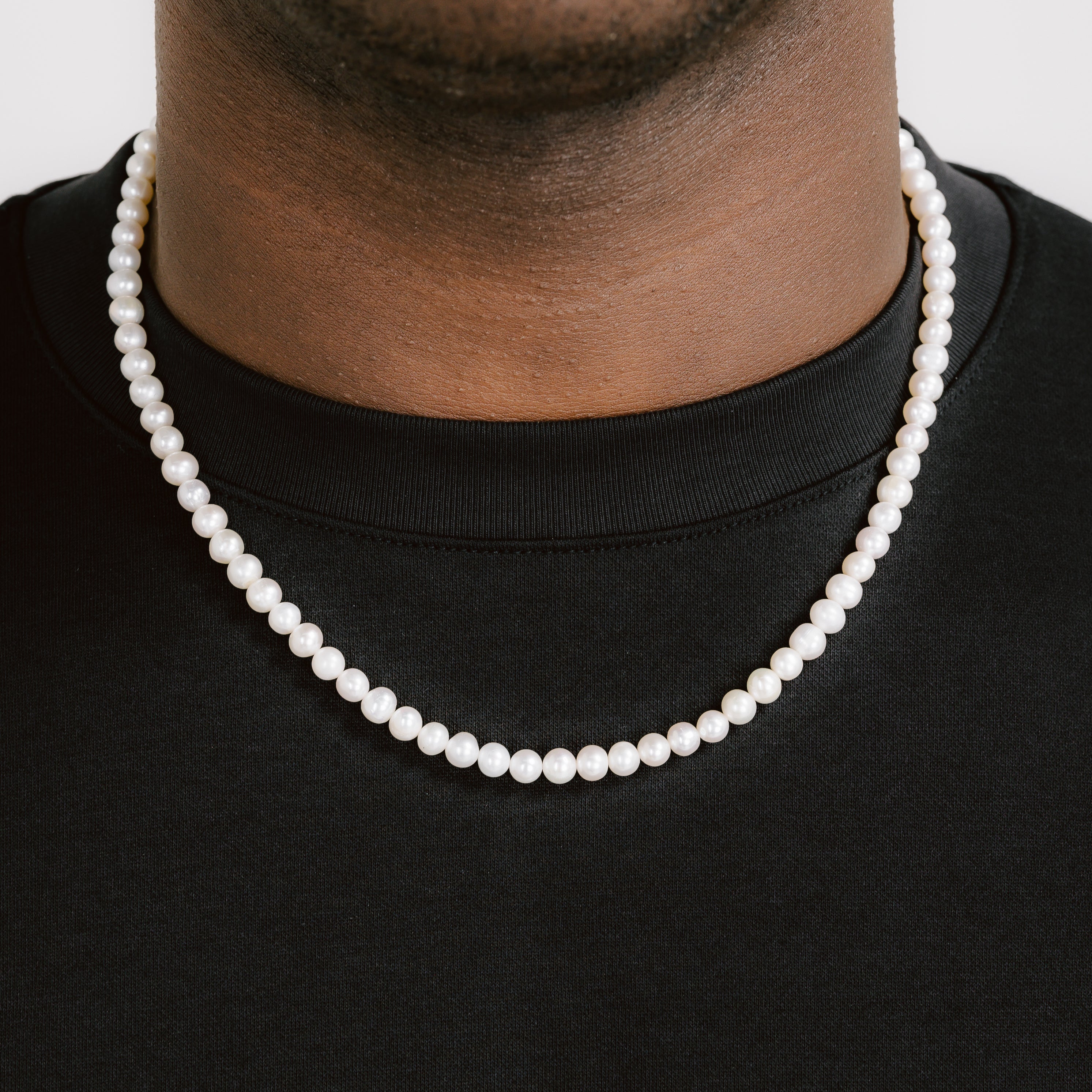 Mens Steel and Pearl Necklace | Mens Pearl Necklace | Pearl Necklace G –  Huge Tomato