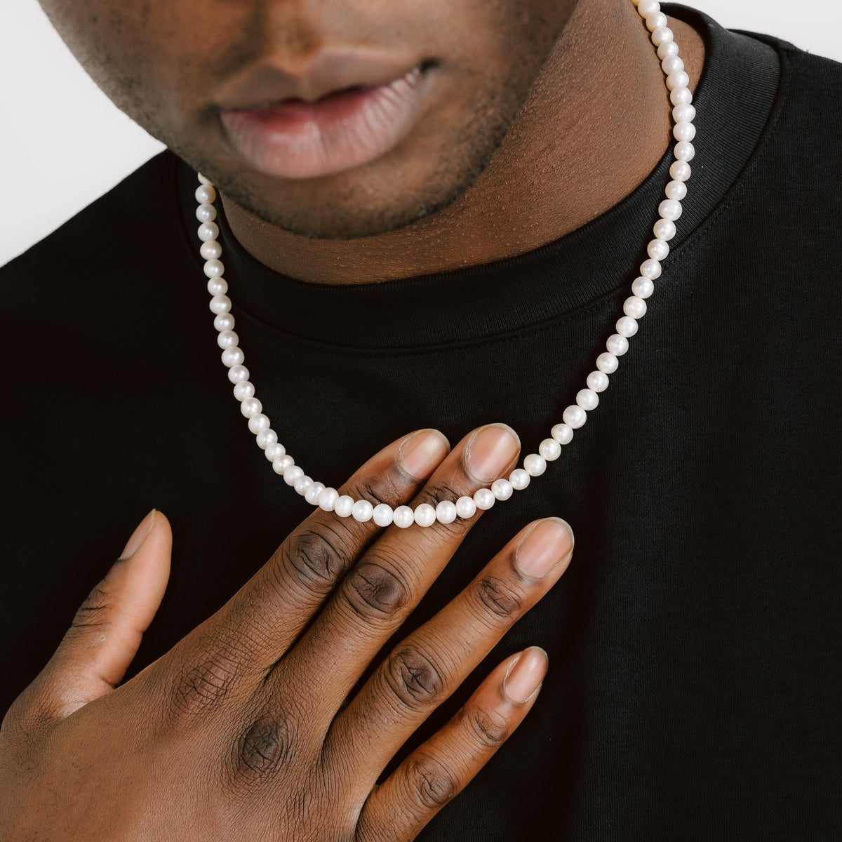 Pearl Necklace For Men | Pearl Chain For Men | Mens White Pearl Necklace