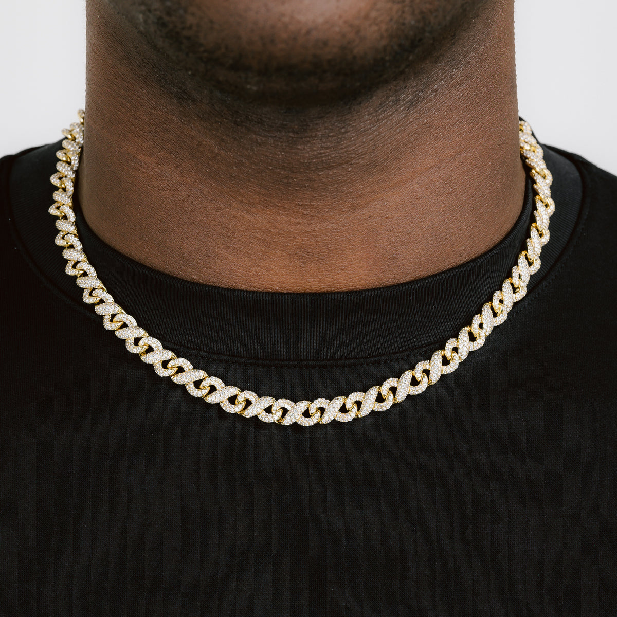 8mm Iced Infinity Chain 18k Gold