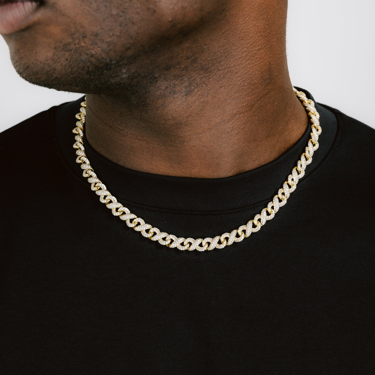 8mm Iced Infinity Chain 18k Gold
