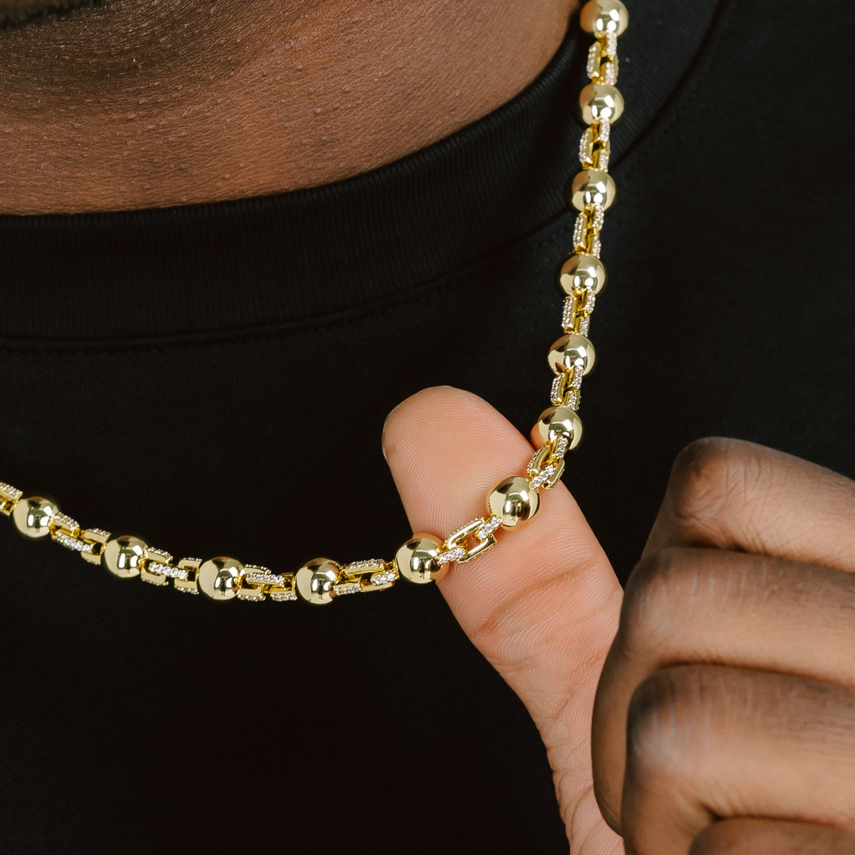 Cuffed Beads Chain 18k Gold