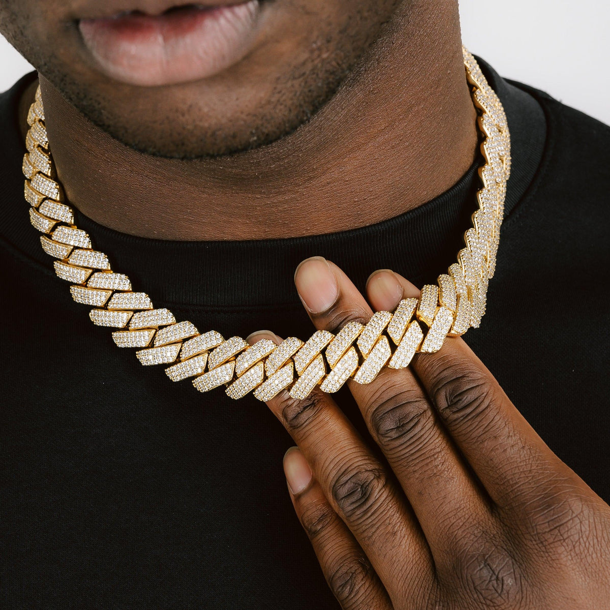 19mm Moissanite Prong Cuban Chain Gold ICE - Main Image