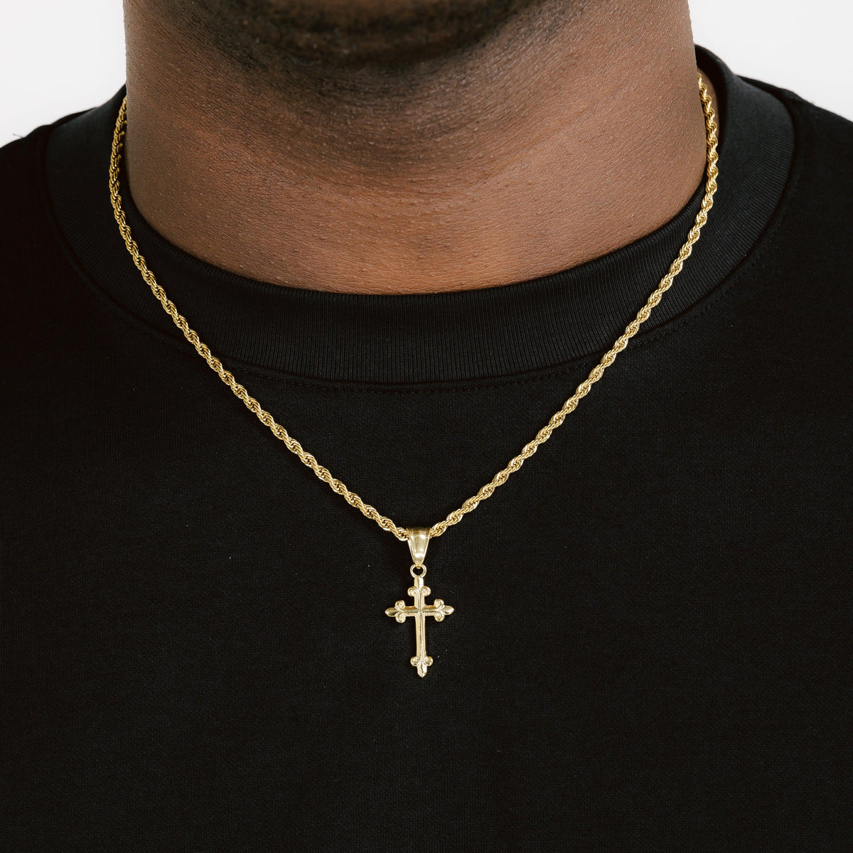 Floral Cross Pendant 18k Gold