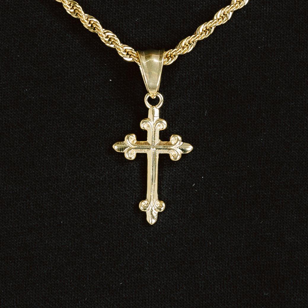 Floral Cross Pendant 18k Gold