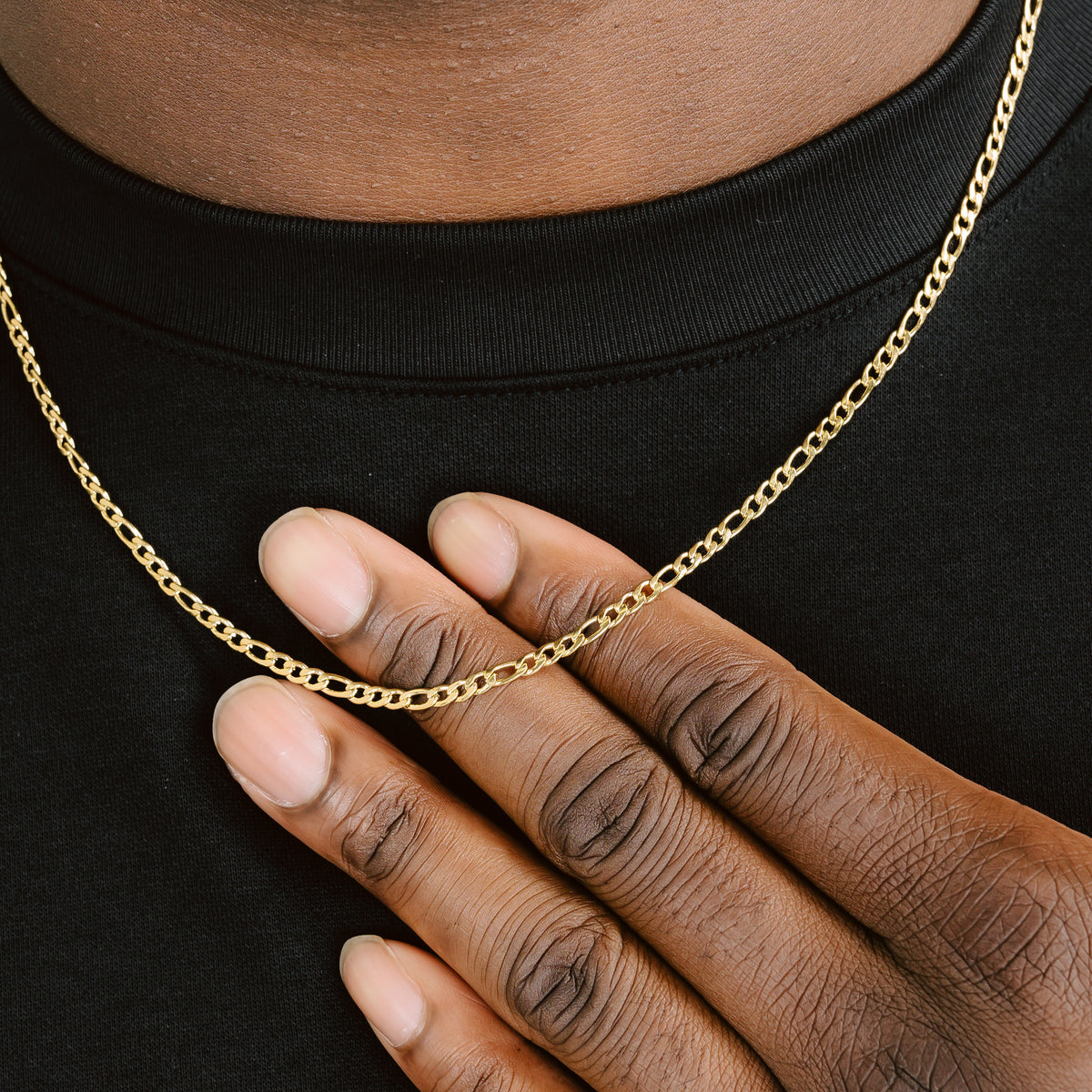 3mm Figaro Link Chain 18k Gold