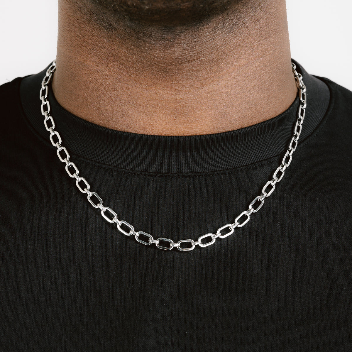 Rolo Link Chain White Gold