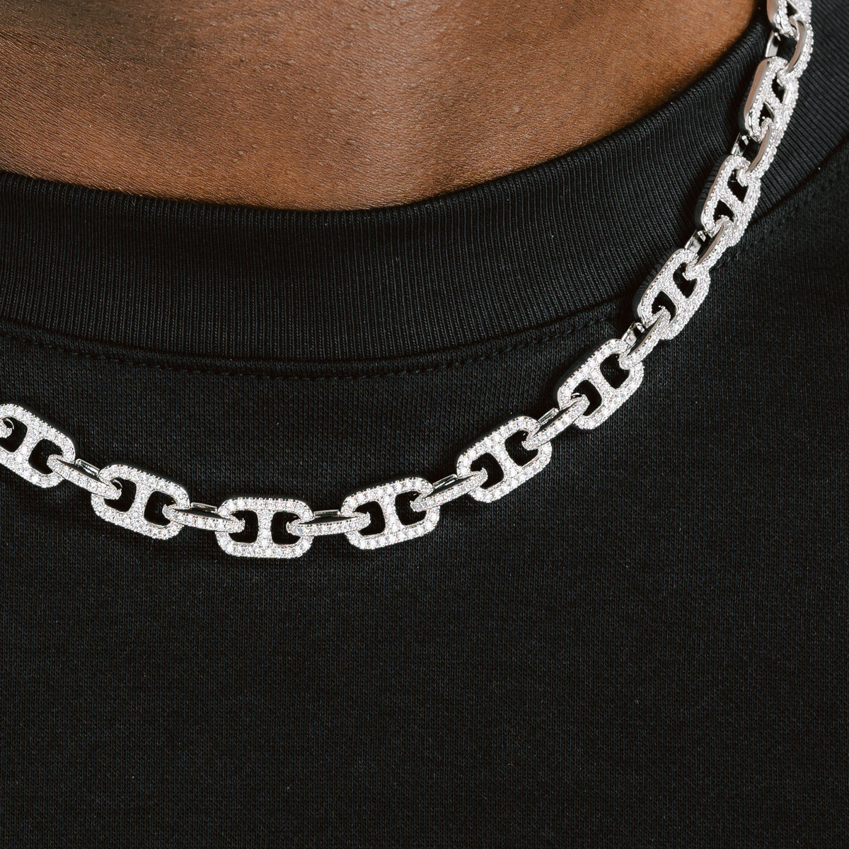 8mm G-Link Chain White Gold