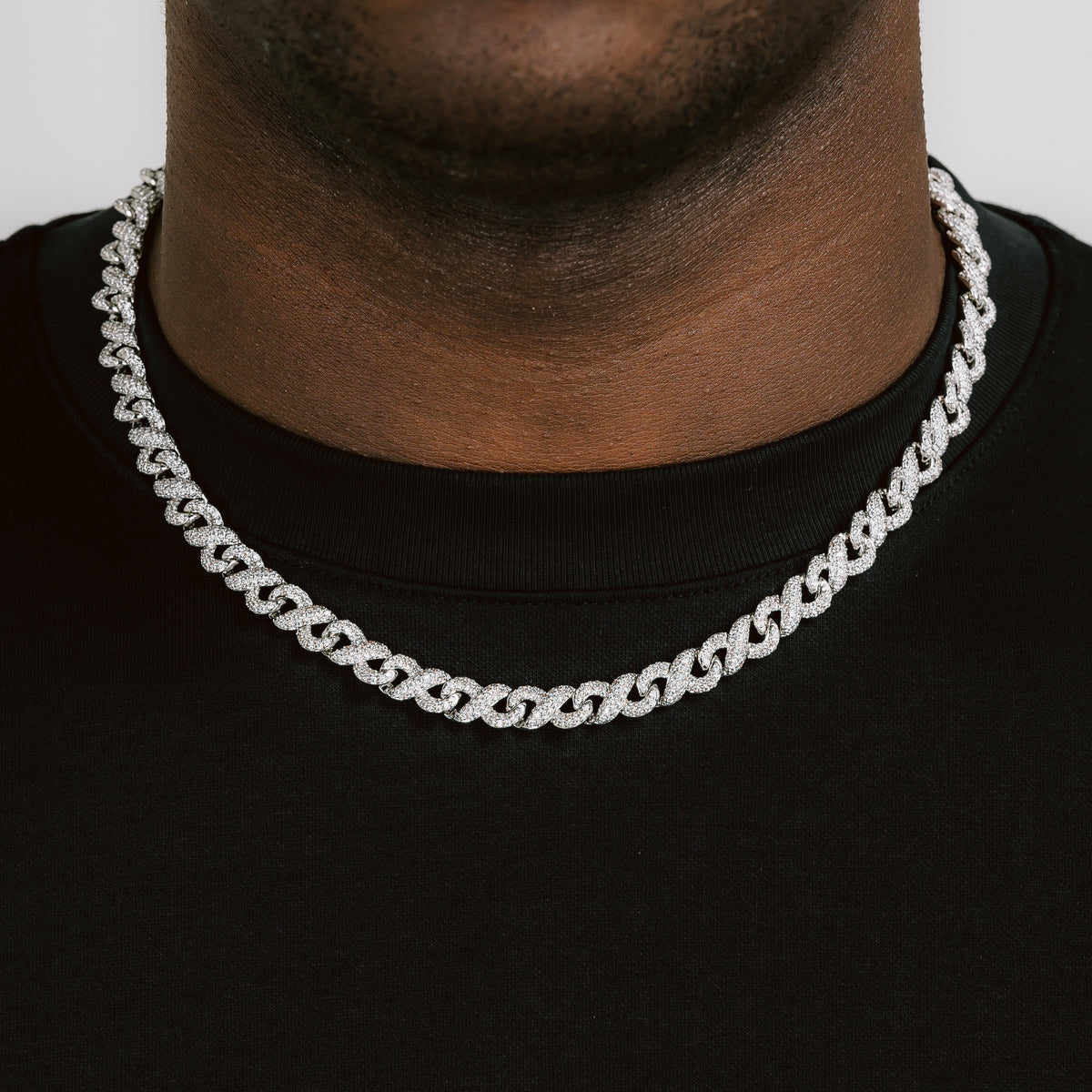 8mm Iced Infinity Chain White Gold