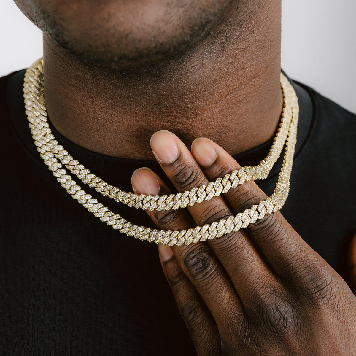 Basic Cuban Chain 8mm Diamond Prong Cuban | 18k Gold Cuban Link Chain - 6 ICE