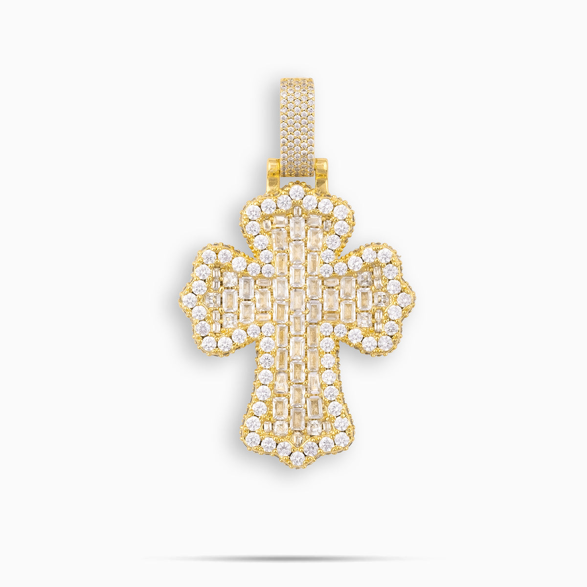 Baguette Cross Pendant Gold