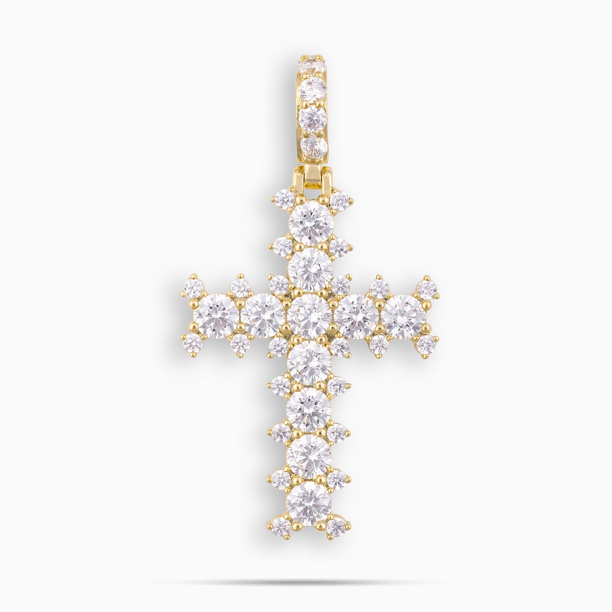 Studded Cross Pendant Gold