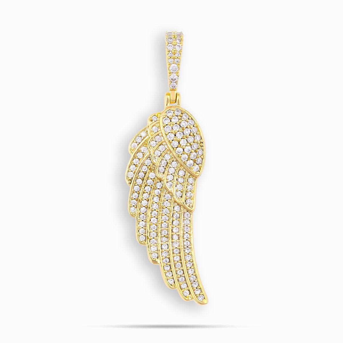 Iced Angel Wing Pendant Gold