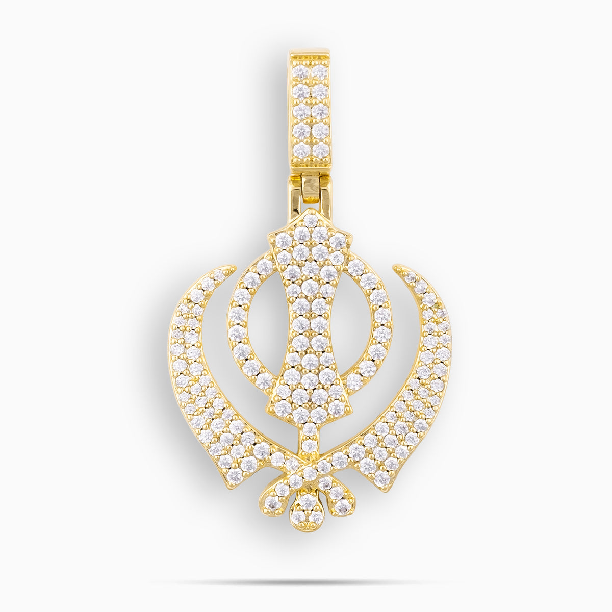 Moissanite Khanda Pendant Gold