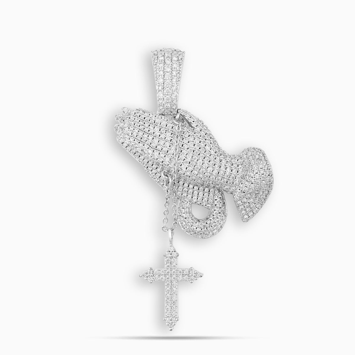 Iced Praying Hand Pendant