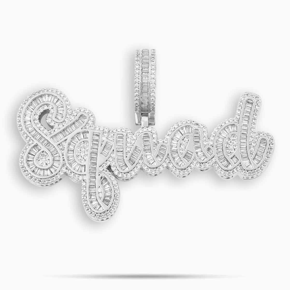 3D Baguette Script Custom Pendant