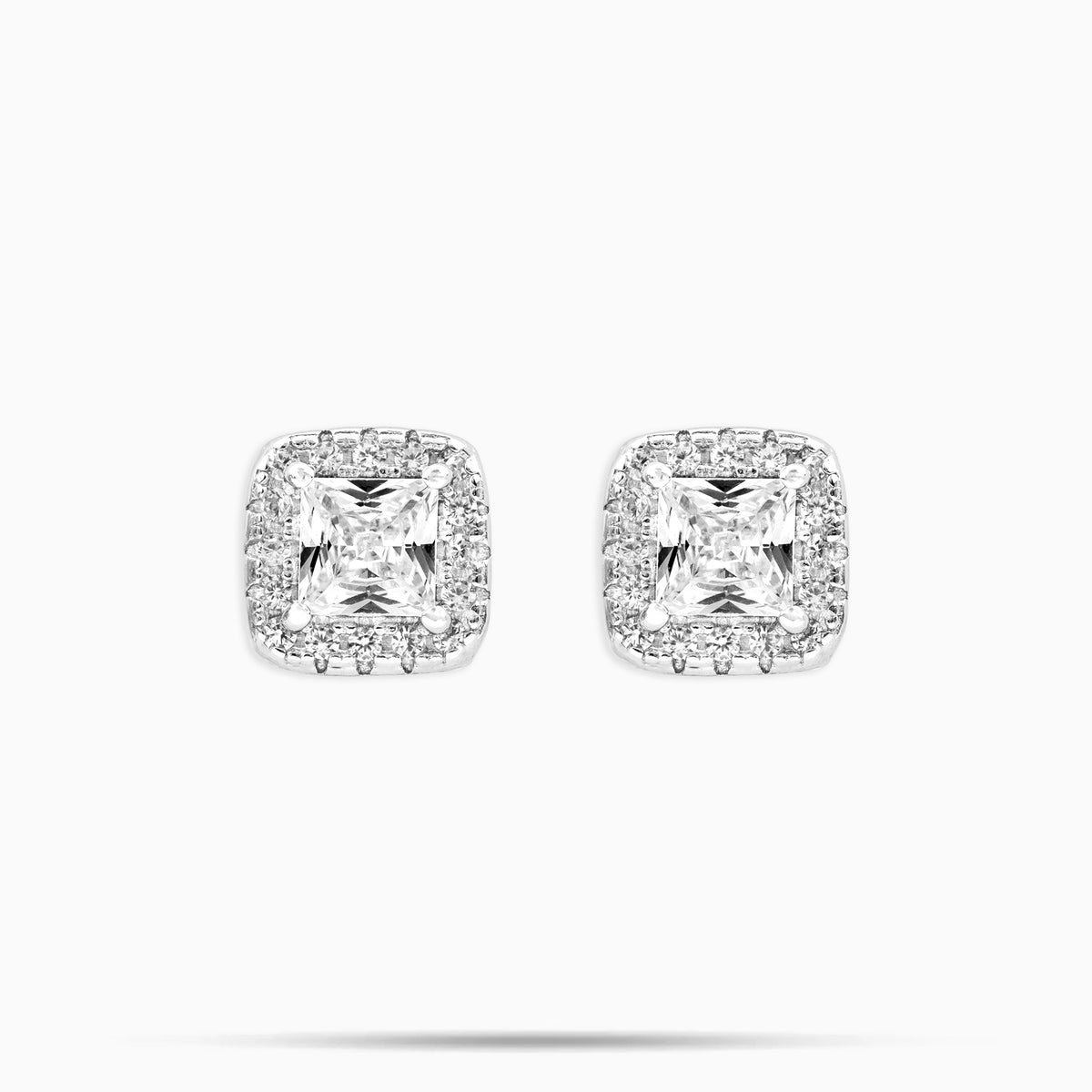 Moissanite Princess Cluster Earrings