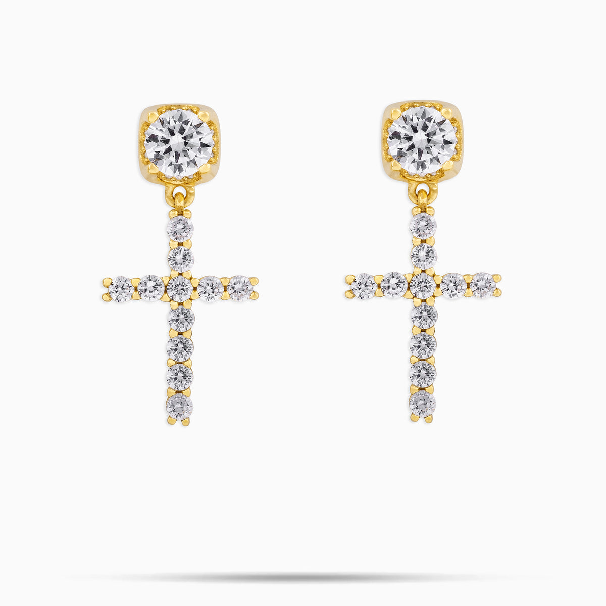 Studded Cross Earrings Gold