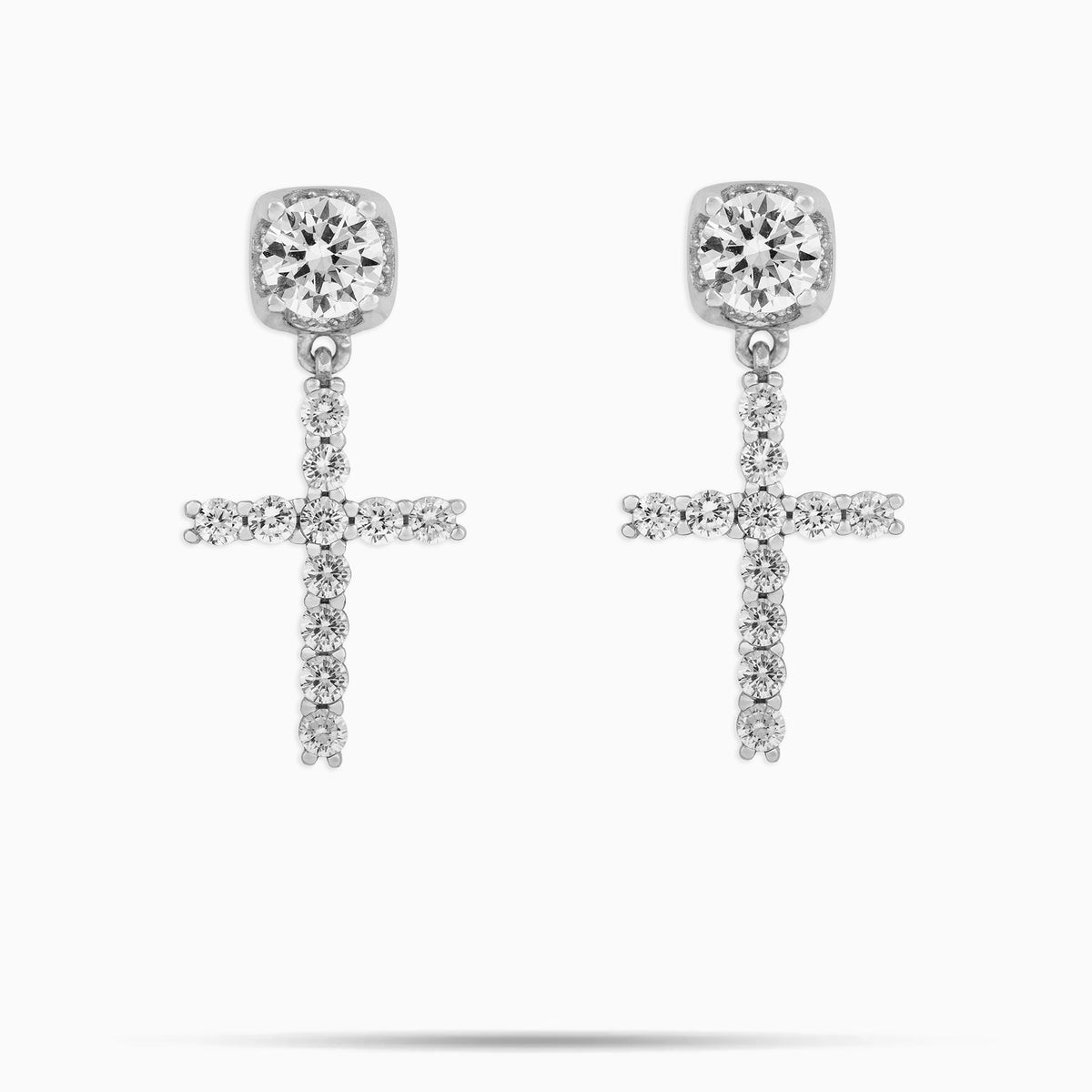 Moissanite Studded Cross Earrings