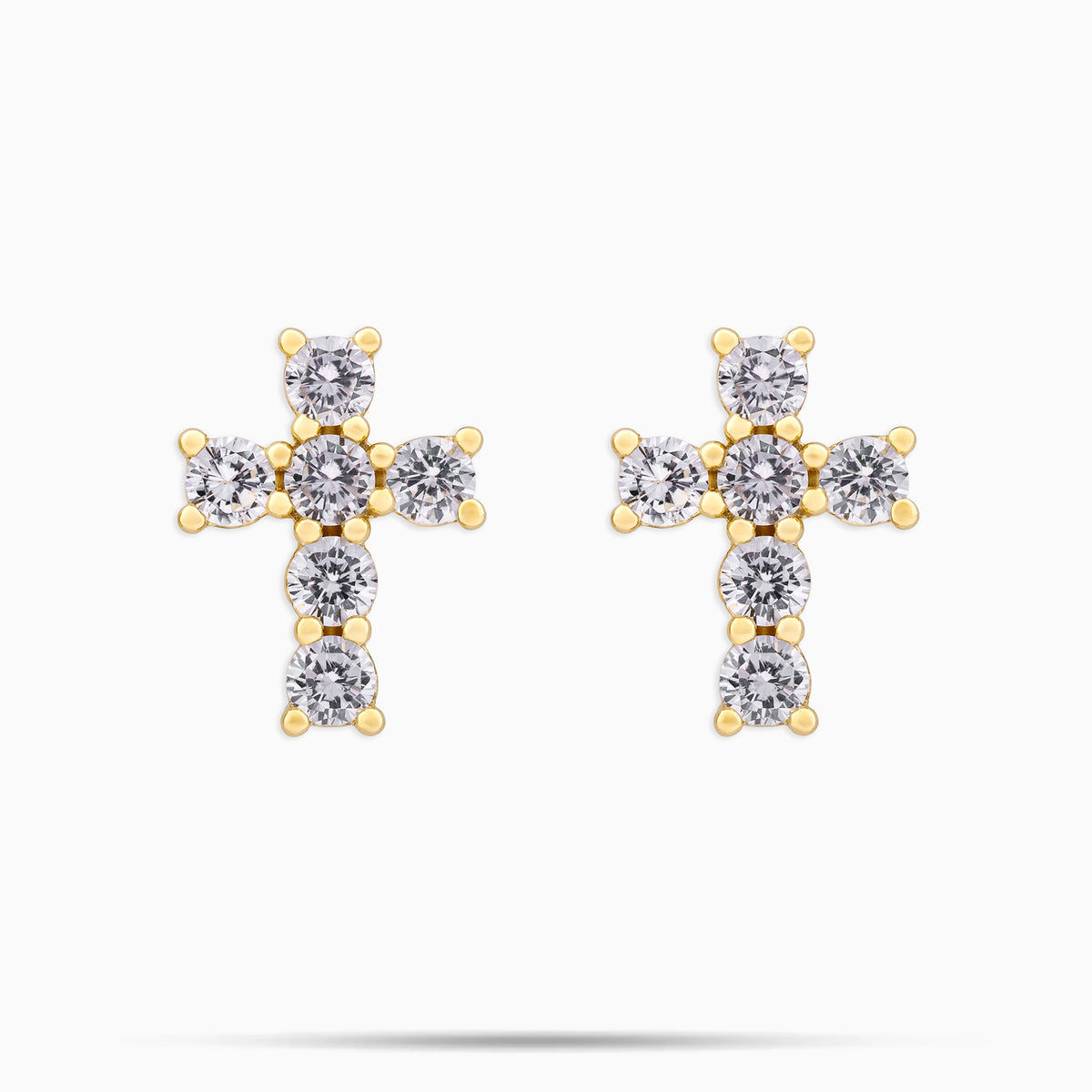 Micro Cross Stud Earrings Gold