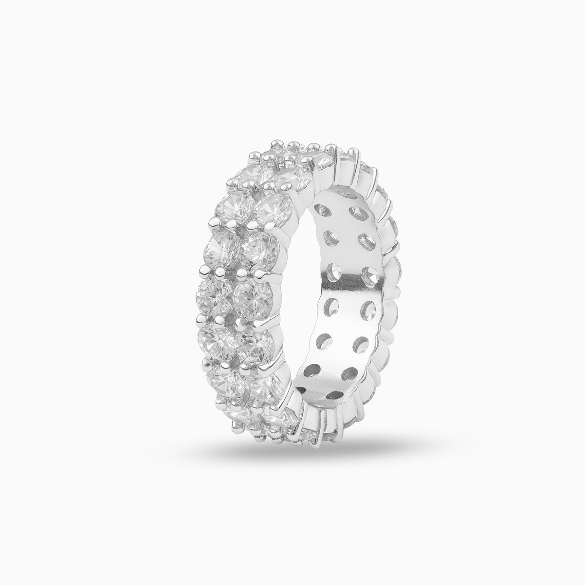 Double Tennis Ring White Gold