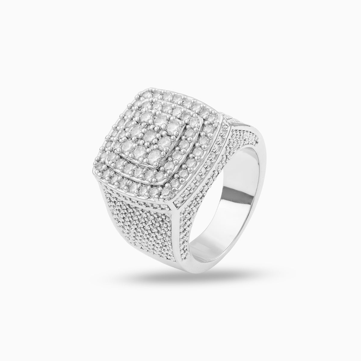 Double Step Signet Ring S925 Moissanite