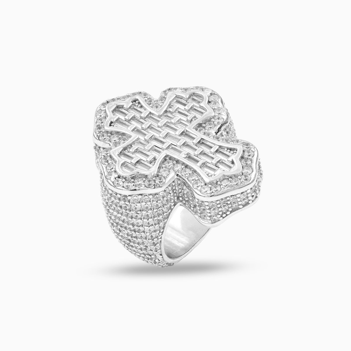 Moissanite Baguette Cross Ring