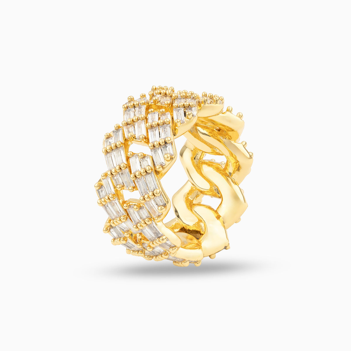 Baguette Cuban Ring Gold