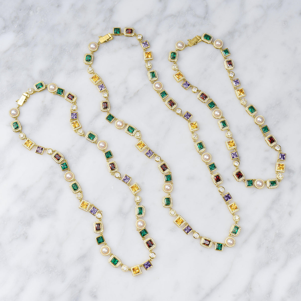 Multi Gemstone Chain 18k Gold