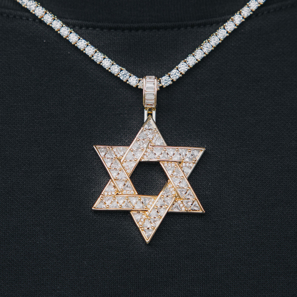 18k Gold Star of David Pendant | Gold Diamond Star of David Necklace