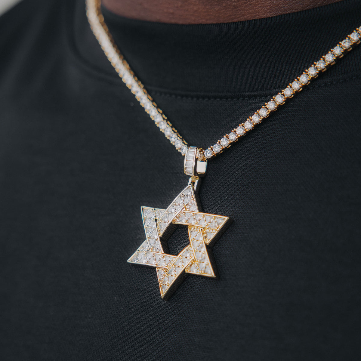 18k Gold Star of David Pendant | Gold Diamond Star of David Necklace
