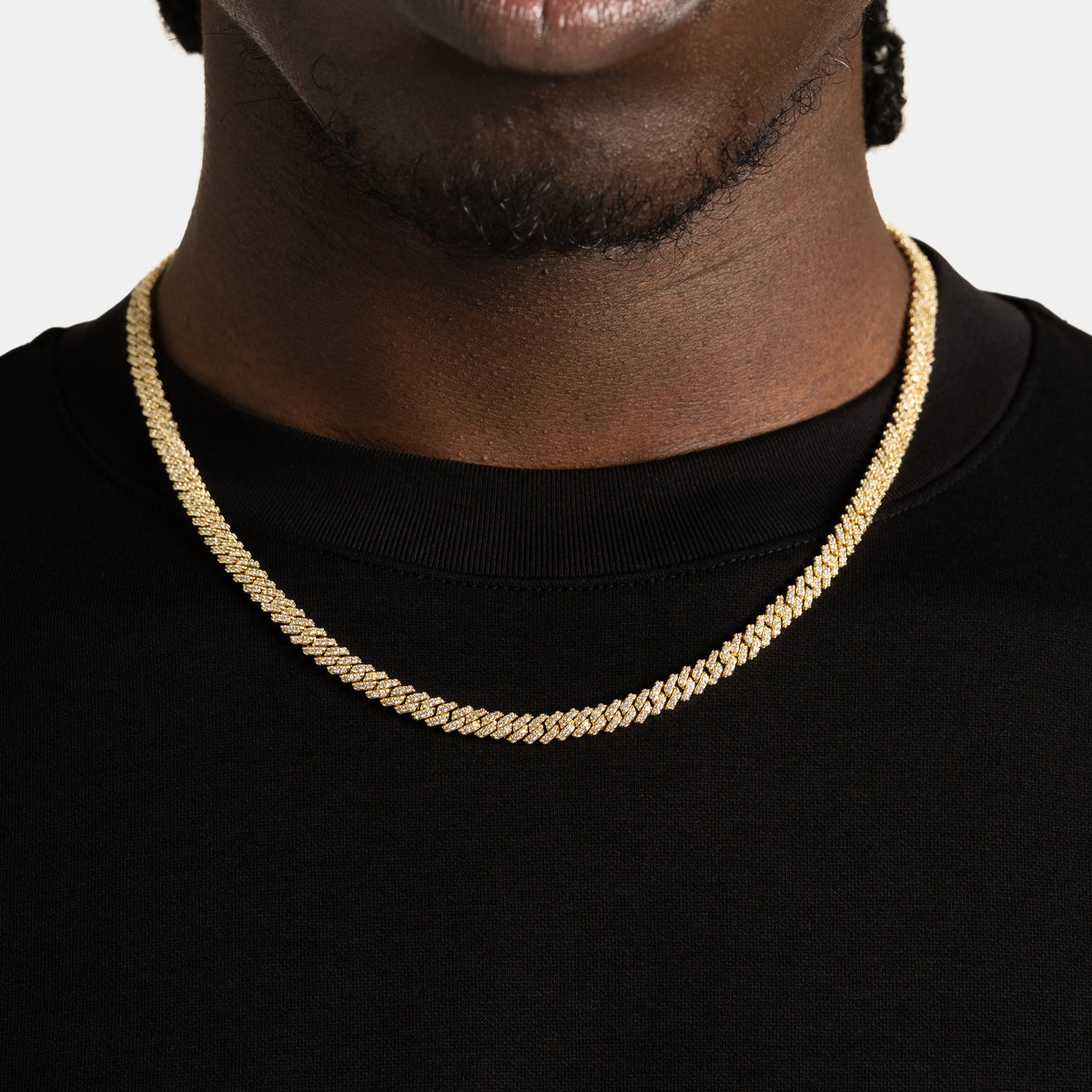 Moissanite 5mm Prong Cuban Chain Gold