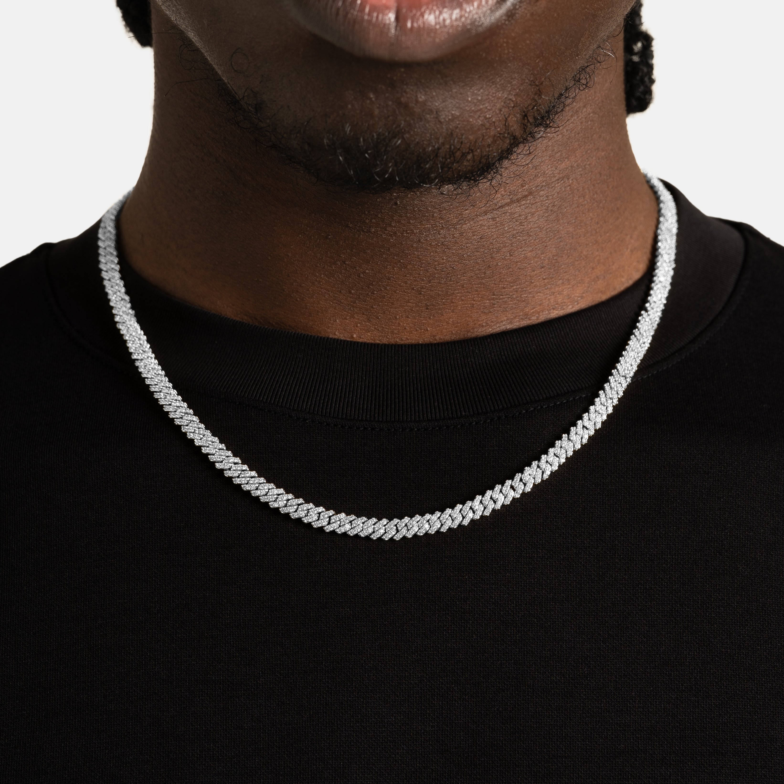 5mm Diamond Prong Cuban | White Gold Cuban Link Chain - 6 ICE