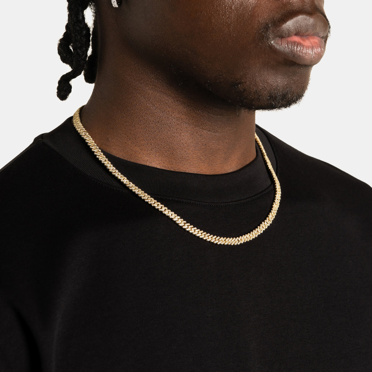 Moissanite 5mm Prong Cuban Chain Gold