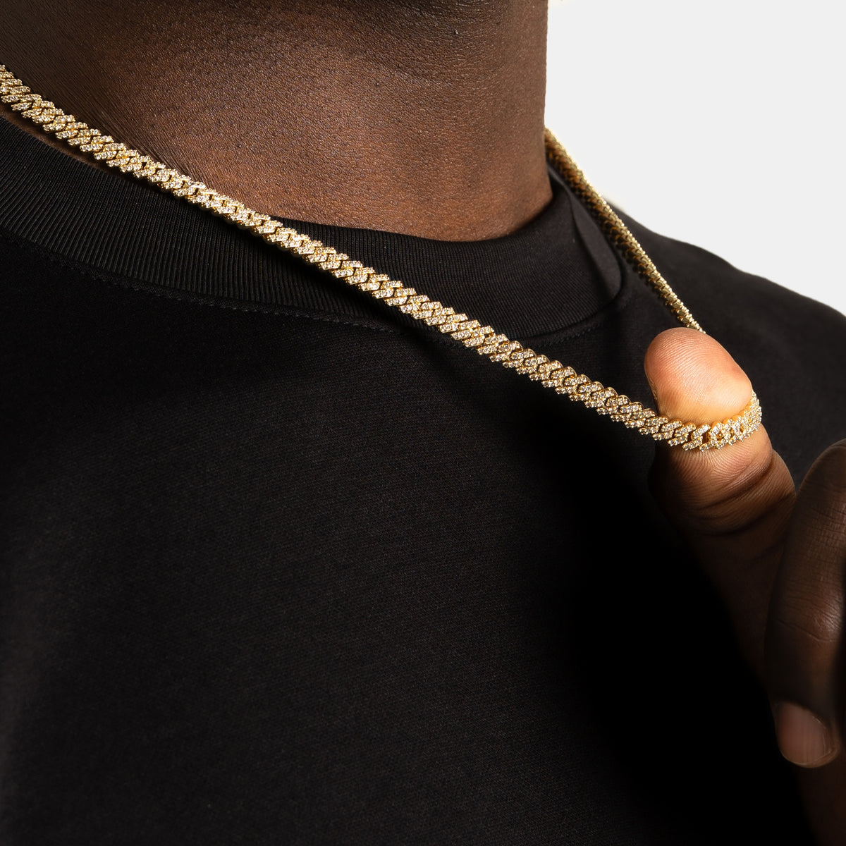 Moissanite 5mm Prong Cuban Chain Gold