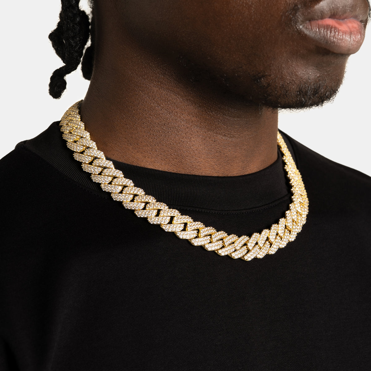 15mm Prong Cuban Chain Gold