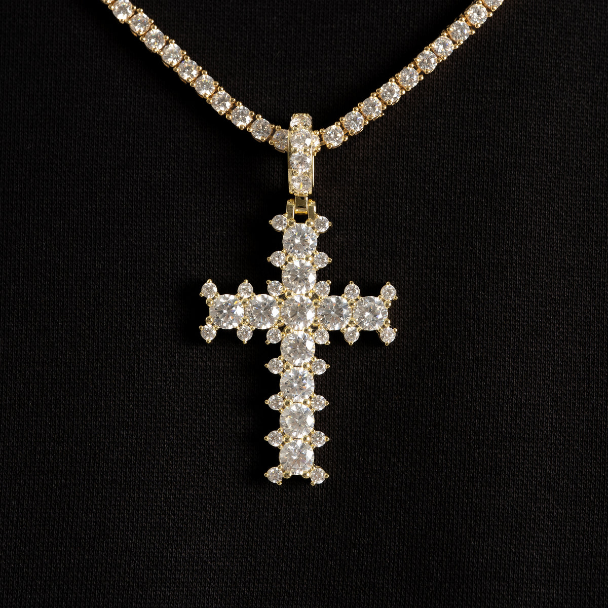 Studded Cross Pendant Gold