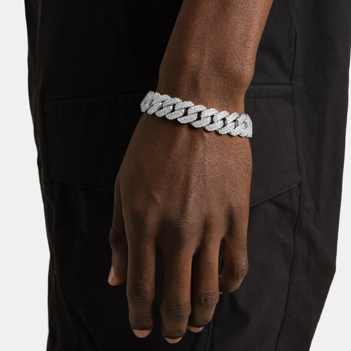 15mm Moissanite Prong Cuban Bracelet