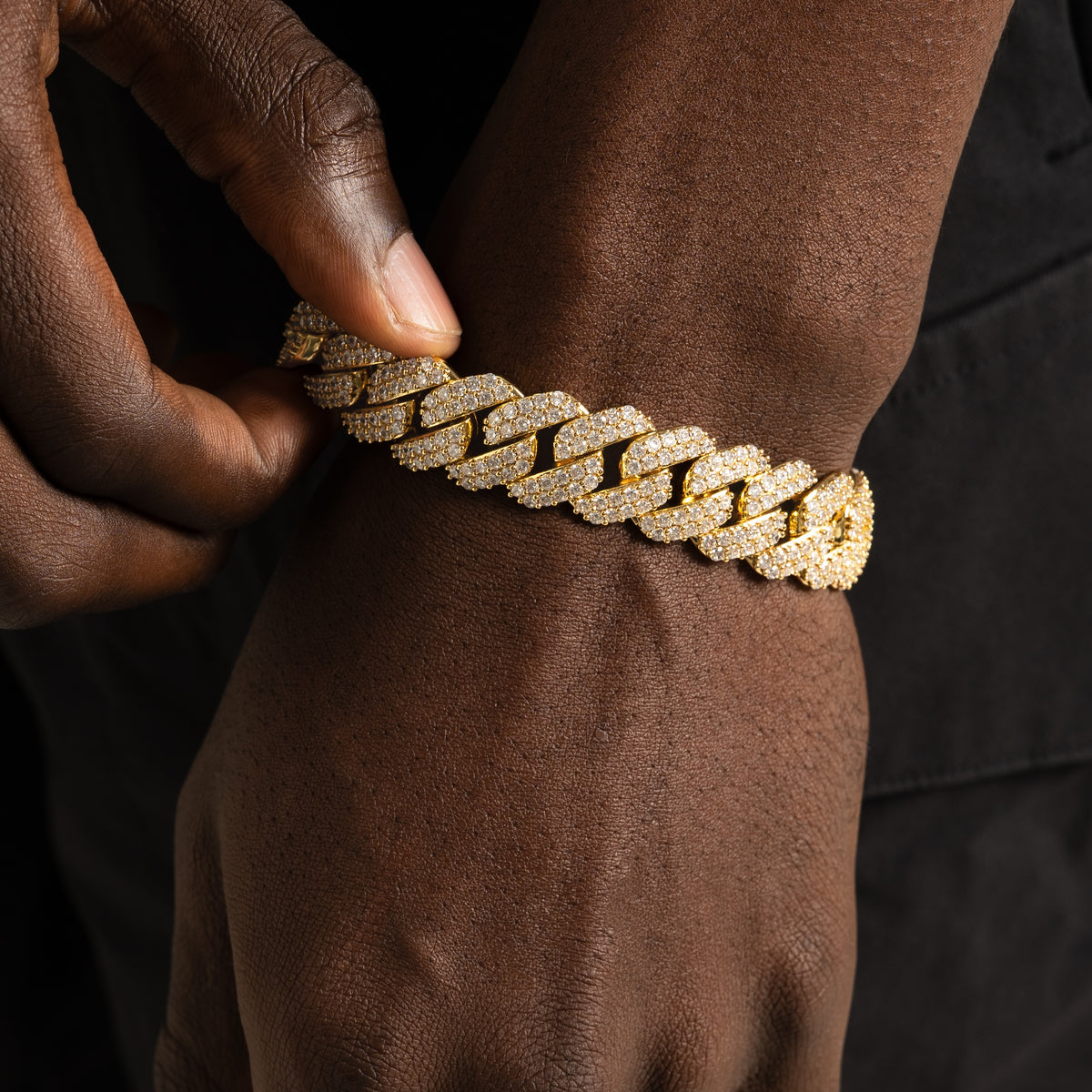 15mm Prong Cuban Bracelet Gold