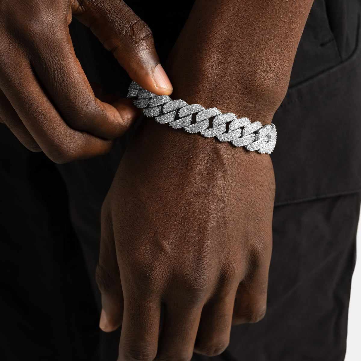 15mm Moissanite Prong Cuban Bracelet