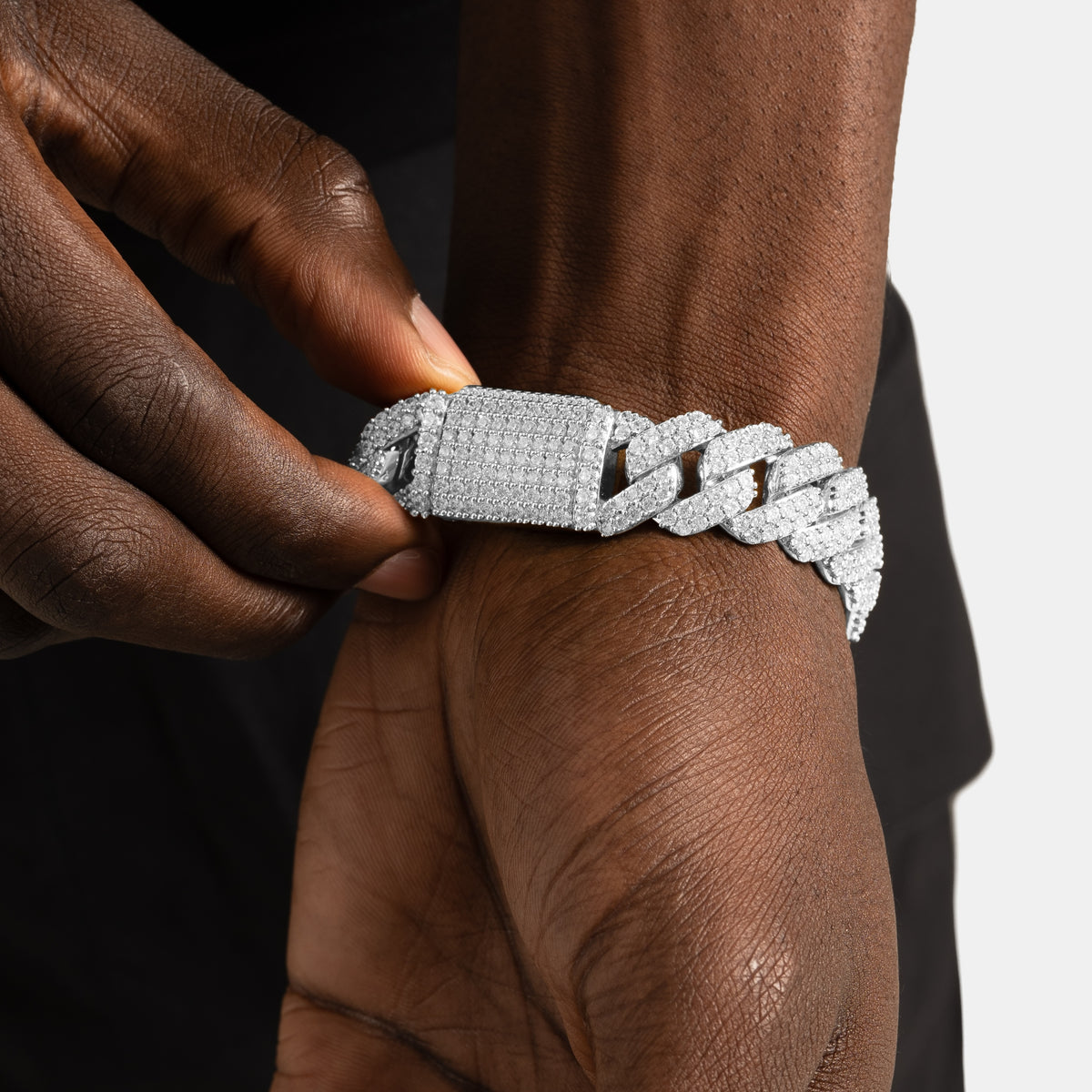 15mm Moissanite Prong Cuban Bracelet