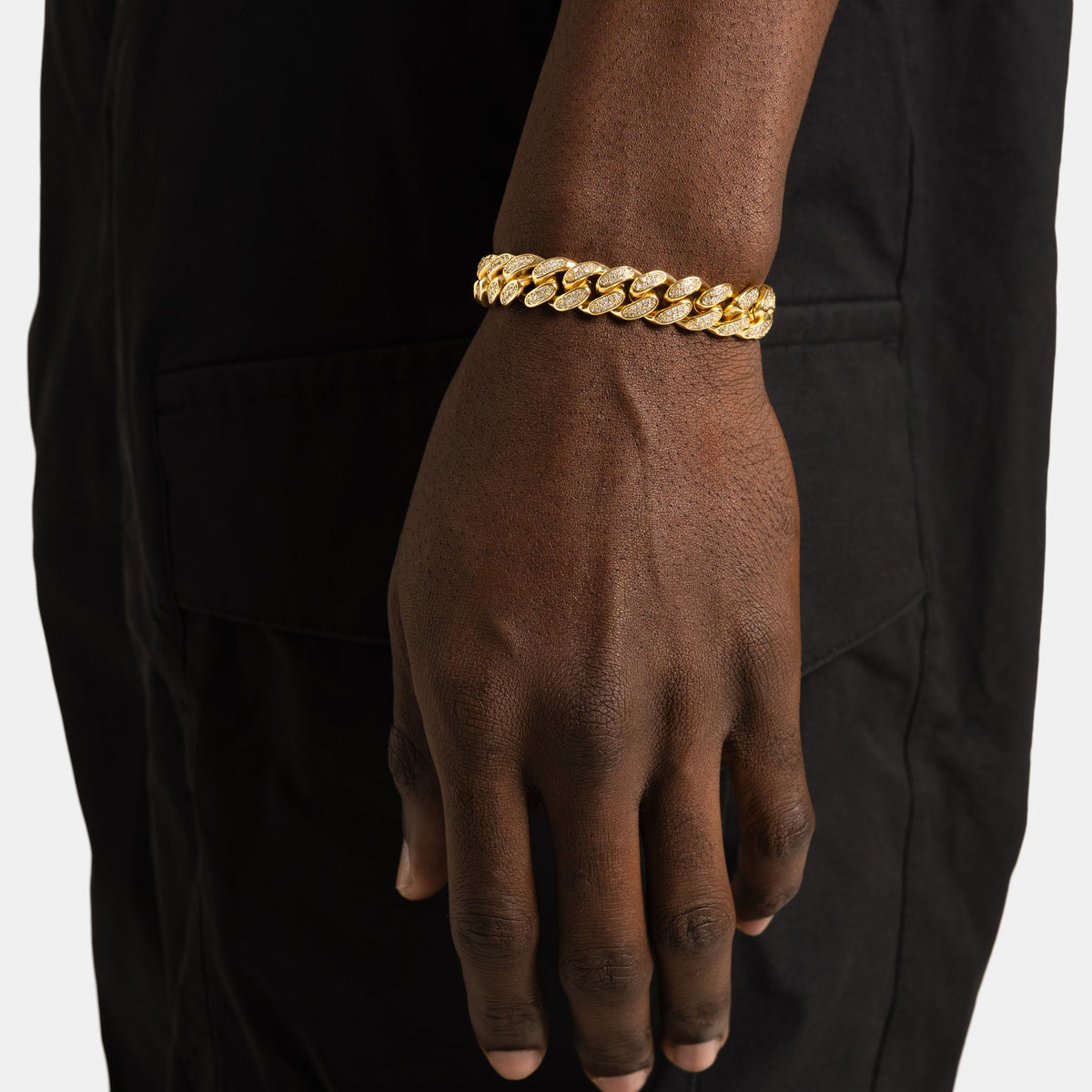 12mm Iced Cuban Bracelet Gold