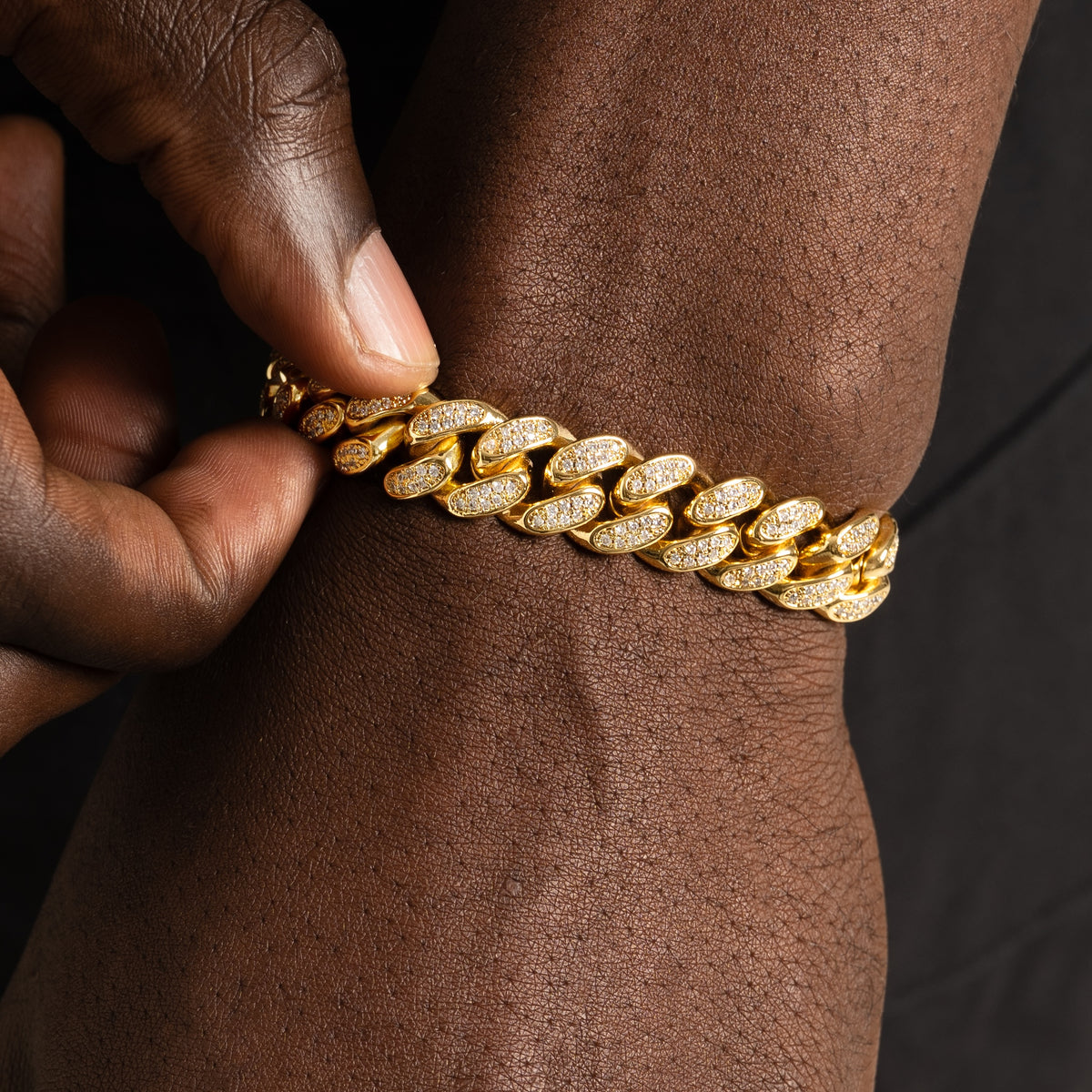12mm Iced Cuban Bracelet Gold